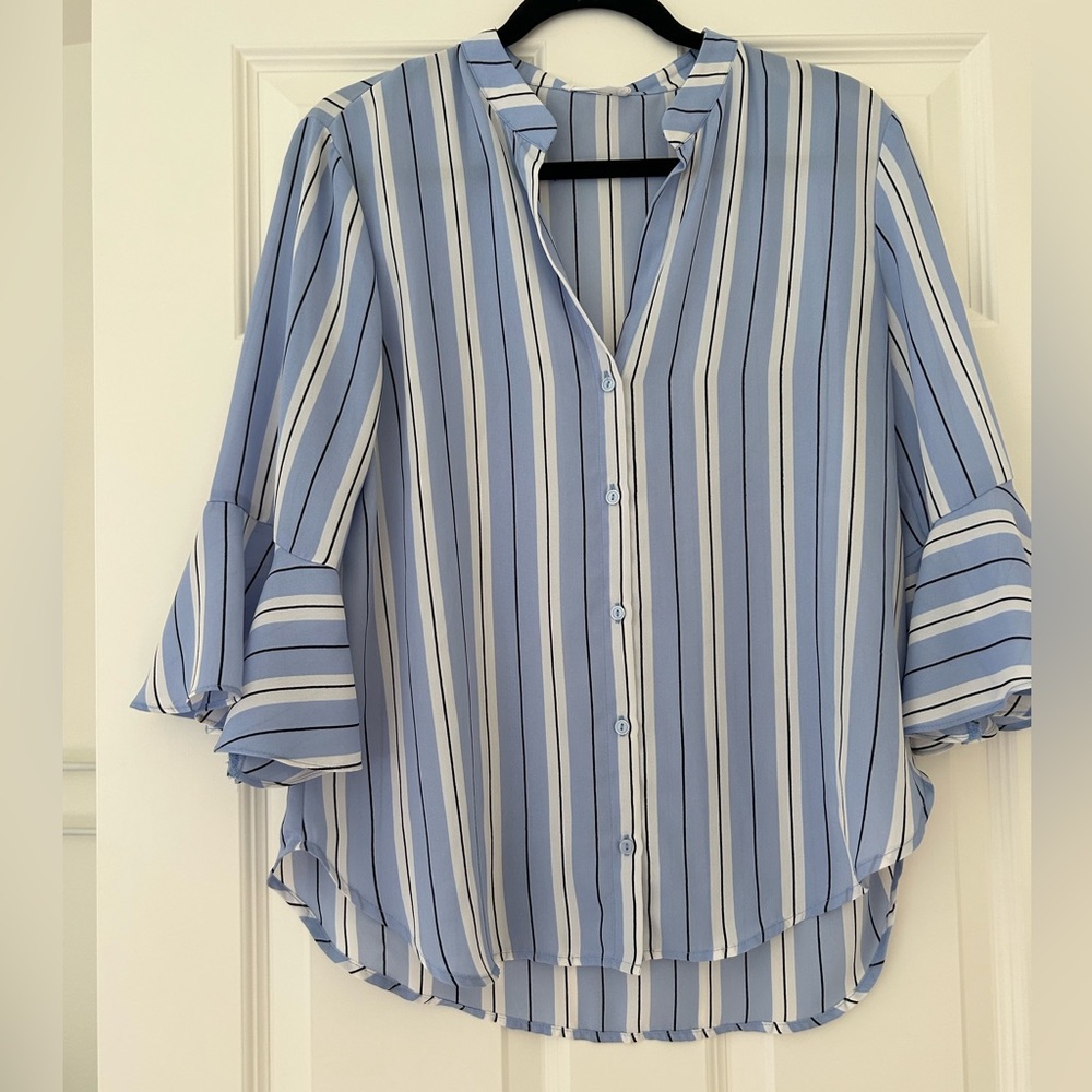 Pinstripe Lush Button Blouse